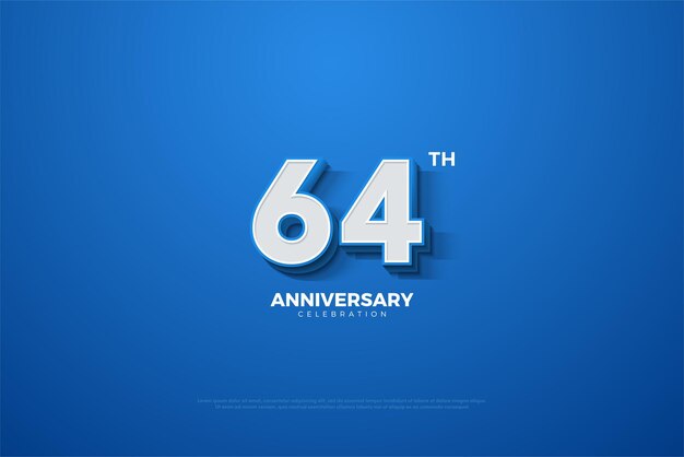 64º aniversário em um fundo azul muito bonito.