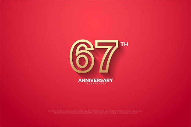 67º aniversário com ilustração de números em branco