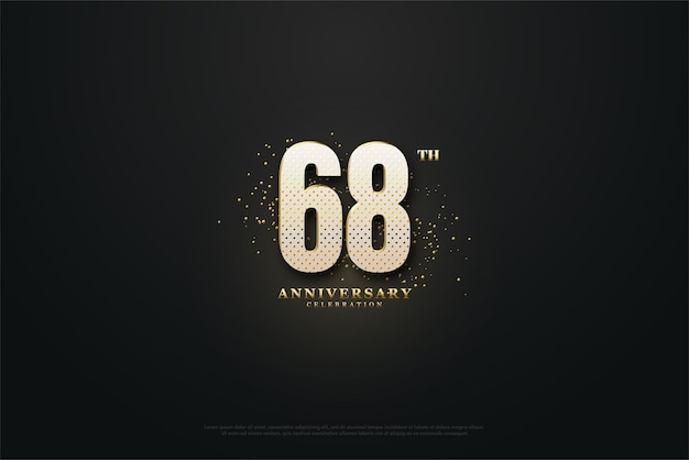 68º aniversário com números brancos brilhantes.