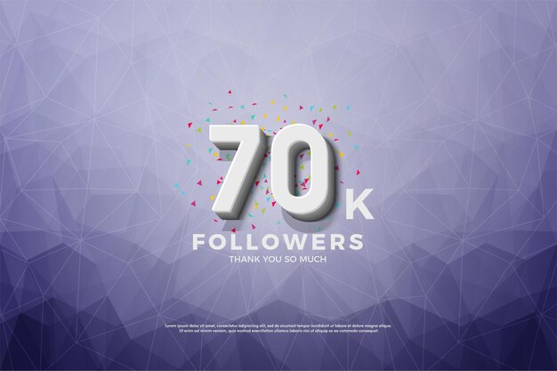 70 mil seguidores em fundo de papel cristalizado