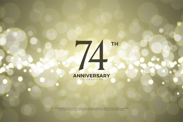 74º aniversário com fundo de bolha brilhante