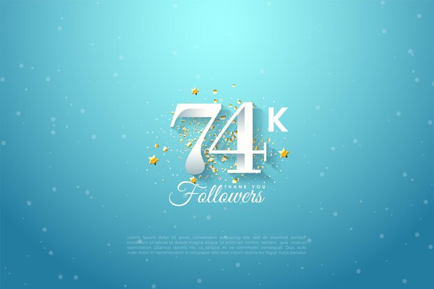 74 mil seguidores com glitter granulado e estrelas comemorativas