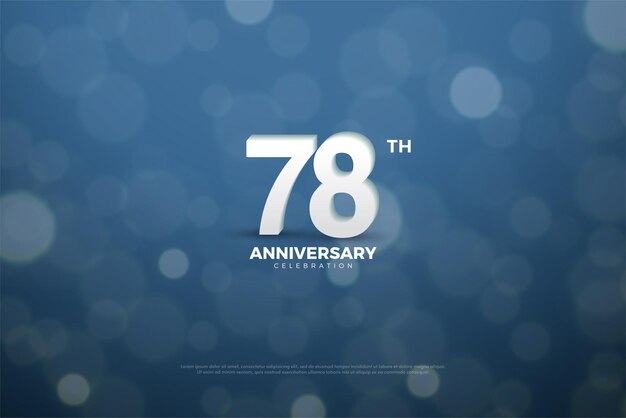 78º aniversário com números de cor branca pura.