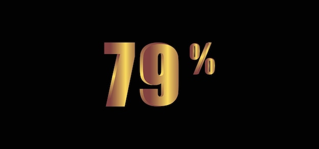 Vetor 79 por cento na imagem vetorial isolada ouro 3d de fundo preto