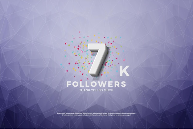 7k seguidores com números 3D em relevo