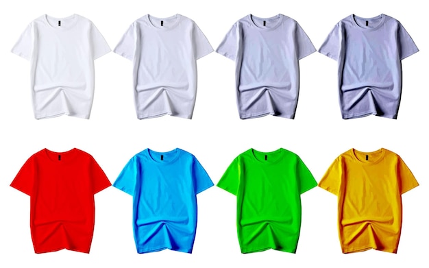 Vetor 8 camisetas coloridas em branco mockuo