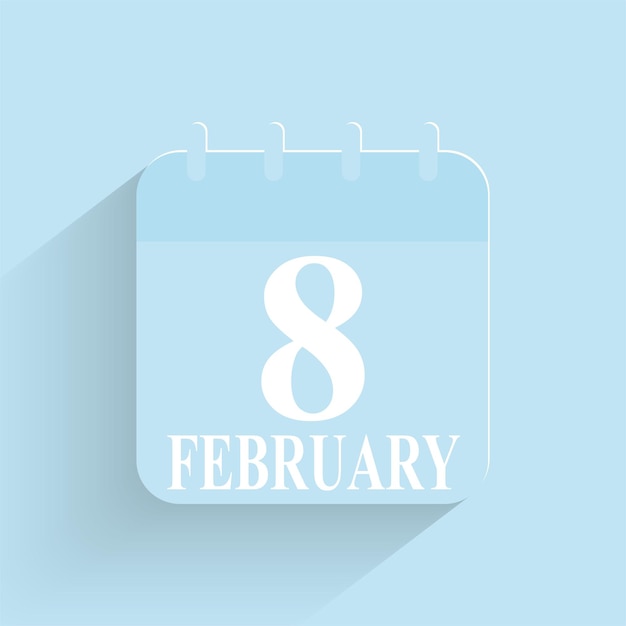 Vetor 8 de fevereiro ícone de calendário diário data e hora dia mês feriado plano projetado ilustração vetorial