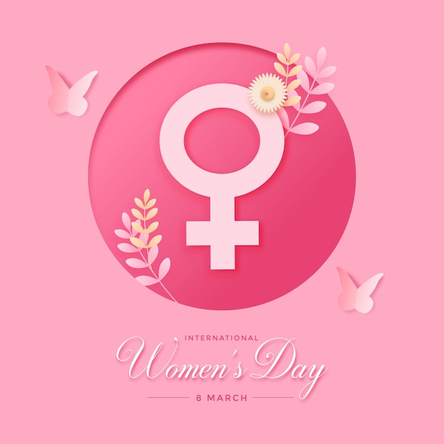 8 de março, feliz dia internacional da mulher, design de vetor de cartão de estilo de papel