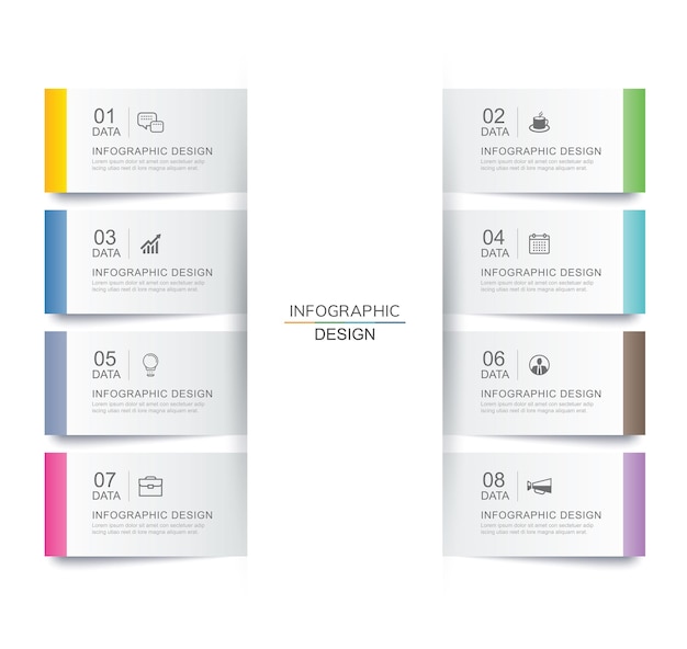 8 guia de infográficos de dados modelo de índice de papel ilustração vetorial fundo abstrato