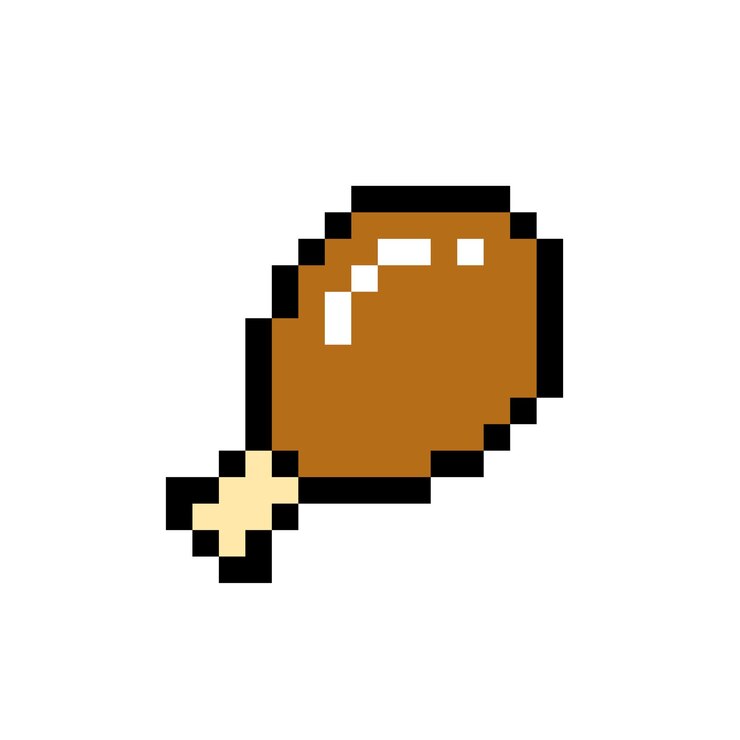 Vetor 8 pixels coxa de frango frito deliciosa ilustração vetorial de frango fundo branco