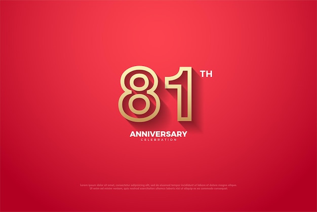 81º aniversário com ilustração de número perfurado.