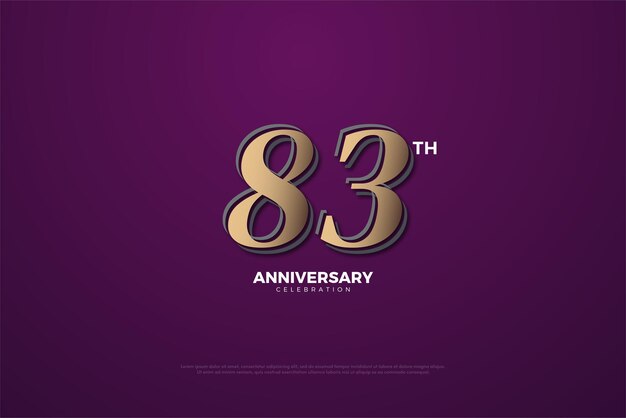 83º aniversário em um fundo roxo muito sutil.