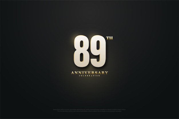 89º aniversário com efeito de brilho dourado atrás dos números
