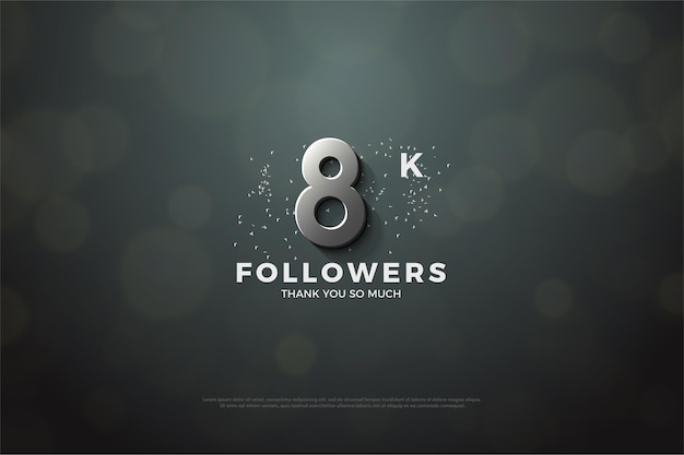 8k seguidores com número de prata e grão