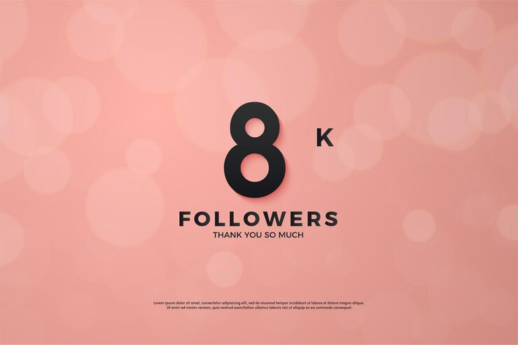 Vetor 8k seguidores com número rosa