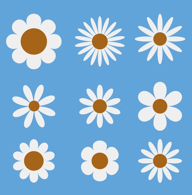 9 flores de diferentes formas arquivo vetorial