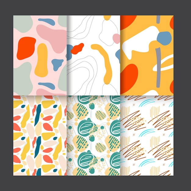 90s Colecção de padrões sem costura Conjunto de gráficos vetoriais vívidos abstratos em estilo retro vintage