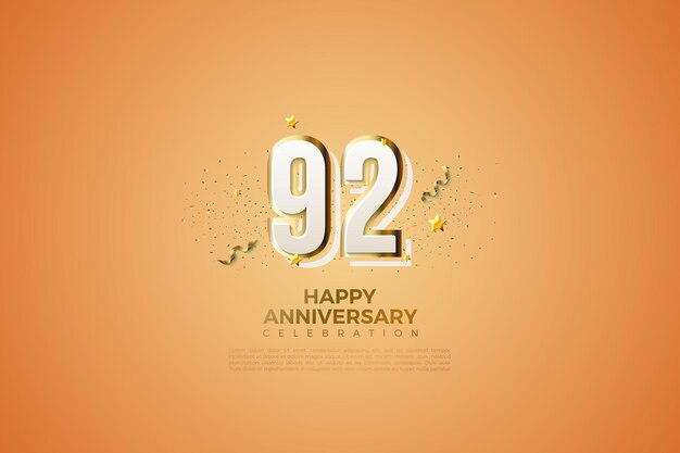 Vetor 92º aniversário com números modernos