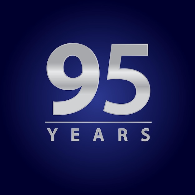 Vetor 95 anos para eventos de celebração aniversário data comemorativa prata noventa e cinco anos logotipo