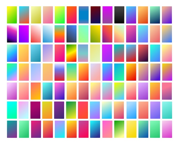Vetor 98 paleta de cores suaves para coleção de gradiente de luz vibrante e suave para dispositivos pc