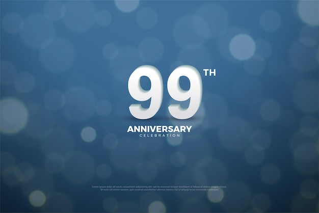 99º aniversário com números 3D no efeito de fundo bokeh