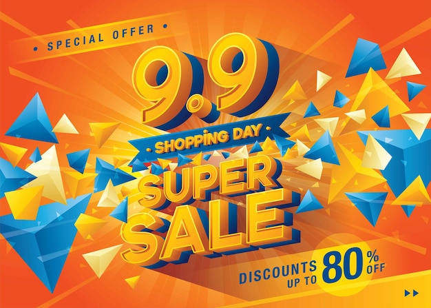 99 dia de compras super venda modelo de banner desconto oferta especial de design. cartaz de promoção de venda.