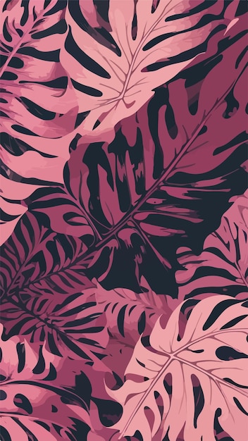 A aquarela rosa da folha de monstera é uma delícia