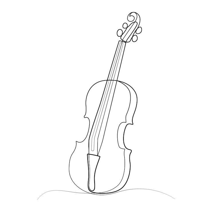 Vetor a arte da linha de violino elegante continua o desenho de linha