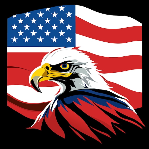 Vetor a ave nacional nas cores da bandeira americana
