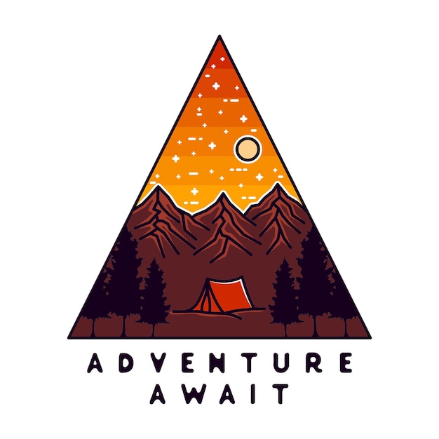 A aventura do triângulo espera pelo design do emblema monoline