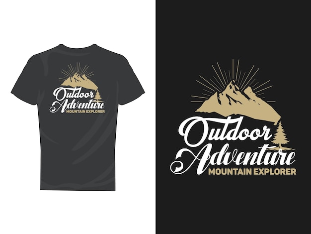 A aventura espera as montanhas t-shirt de arte gráfica