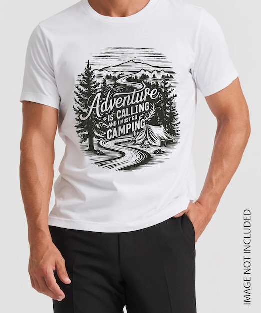 Vetor a aventura está a chamar e tenho de ir. desenho de camisetas de acampamento.