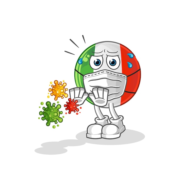 A bandeira da itália recusa os desenhos animados de vírus. vetor de mascote de desenho animado