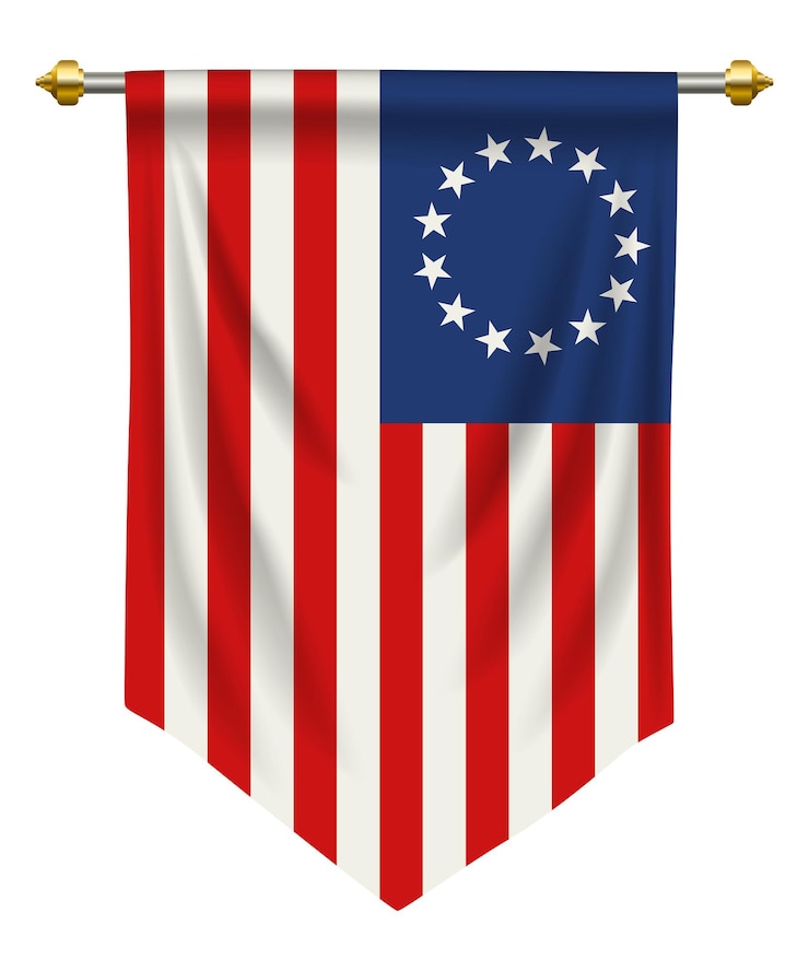 Vetor a bandeira de betsy ross é um dos primeiros desenhos da bandeira dos estados unidos