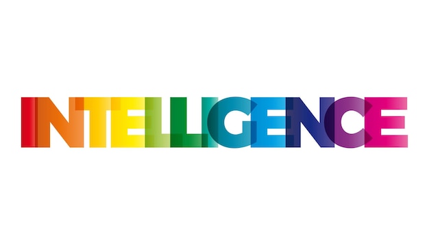 A bandeira do vetor de inteligência da palavra com o arco-íris colorido do texto