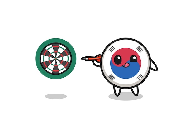 A bandeira fofa da coreia do sul está jogando dardo
