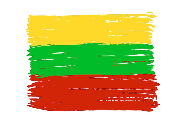 A bandeira nacional da lituânia é isolada contra uma ilustração vetorial de fundo branco