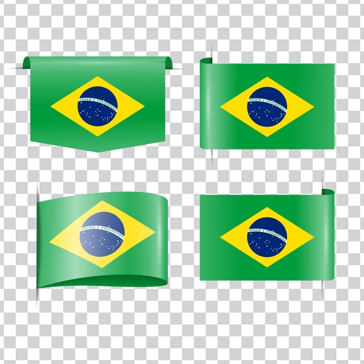 Vetor a bandeira nacional do brasil é marcada com uma sombra