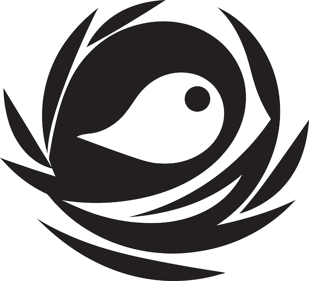 Vetor a beleza dos ninhos de pássaros design de ícone preto simplicidade elegante emblema de ninho de pássaro preto