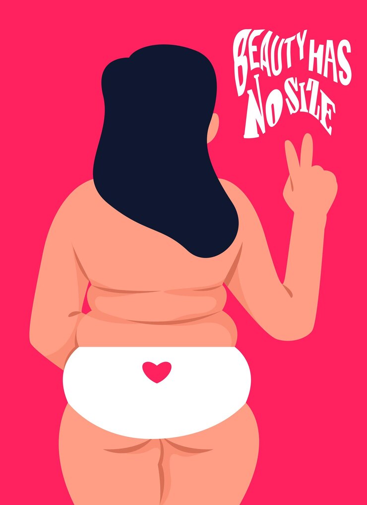 Vetor a beleza não tem tamanho celebrar a positividade do corpo