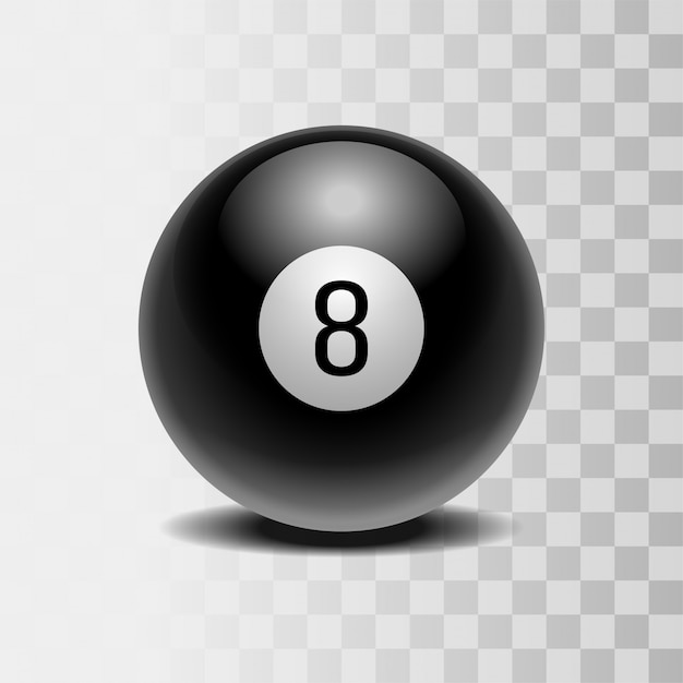 Bola de bilhar preta com o número oito. jogo de piscina.