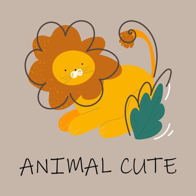 a bonita ilustração de desenho animado de leão