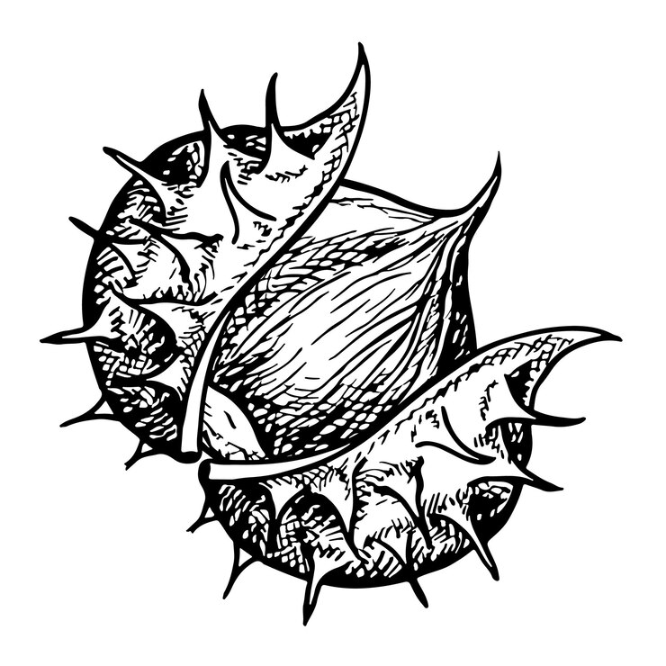 Vetor a castanha está madura gráficos vetoriais uma ilustração desenhada à mão em preto e branco