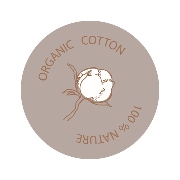 A composição do logotipo do círculo ilustração ramo de algodão com texto