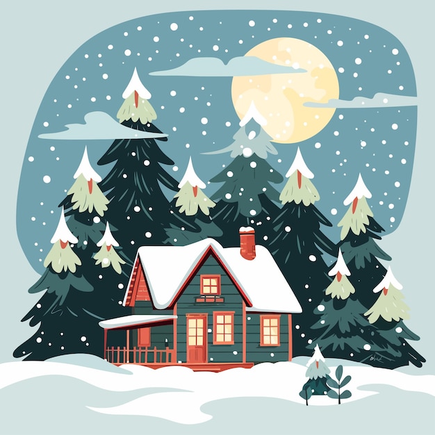 A_cozy_house_nestled_in_a_snowy_forest_vector