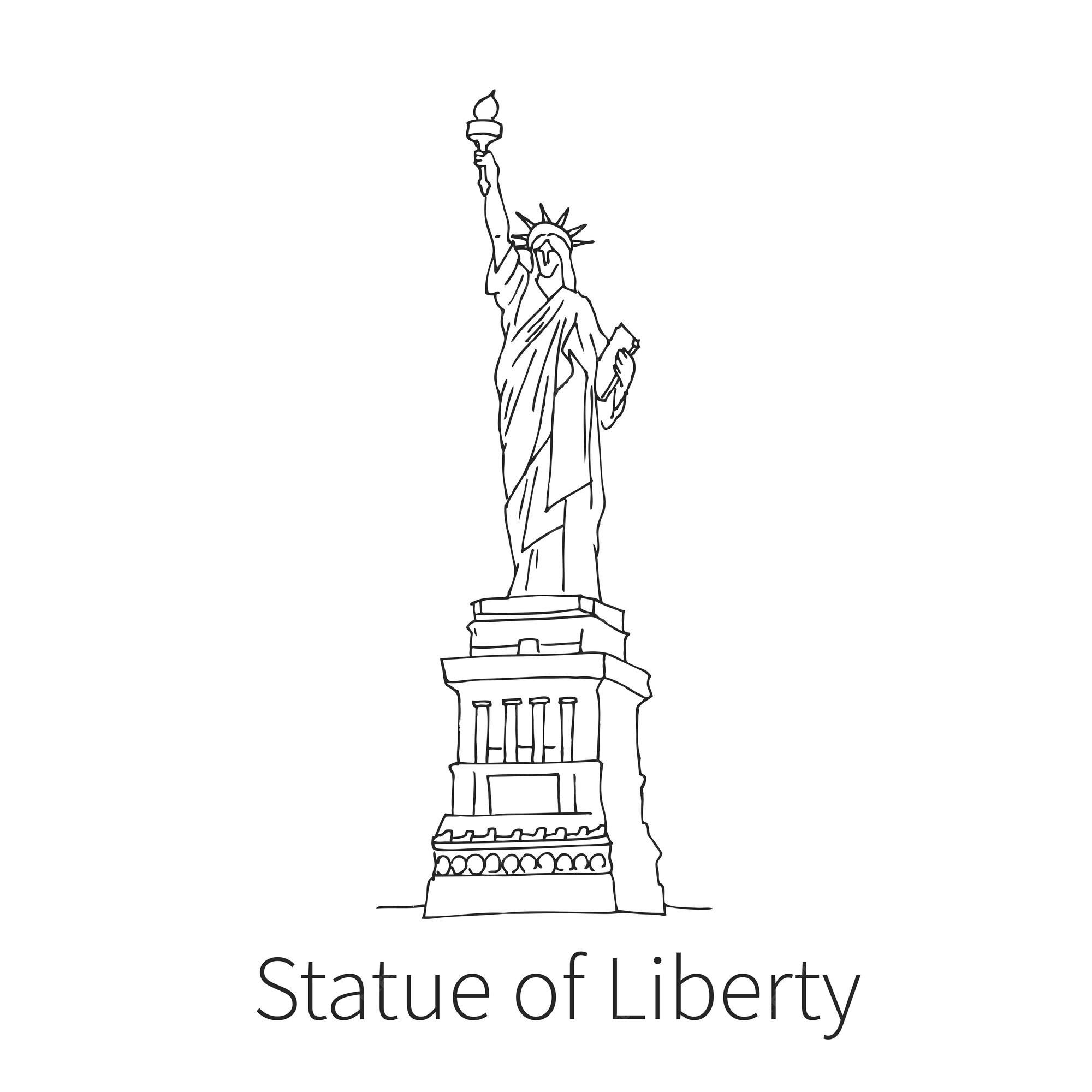 Como desenhar e pintar Estátua da Liberdade Kawaii USA EUA 