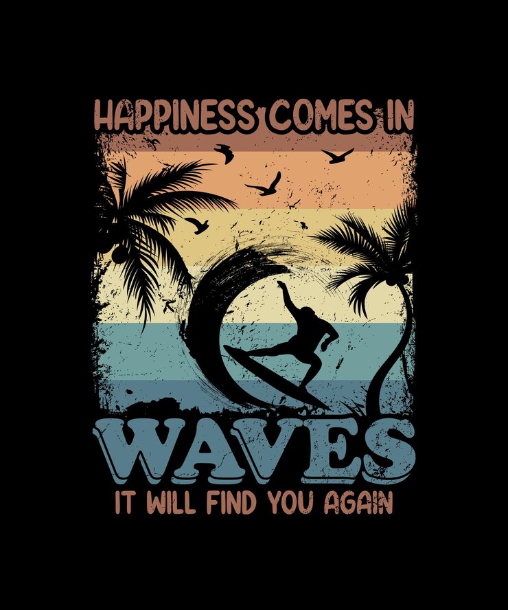 A felicidade vem em ondas. Ela encontrará-te de novo. Desenho.
