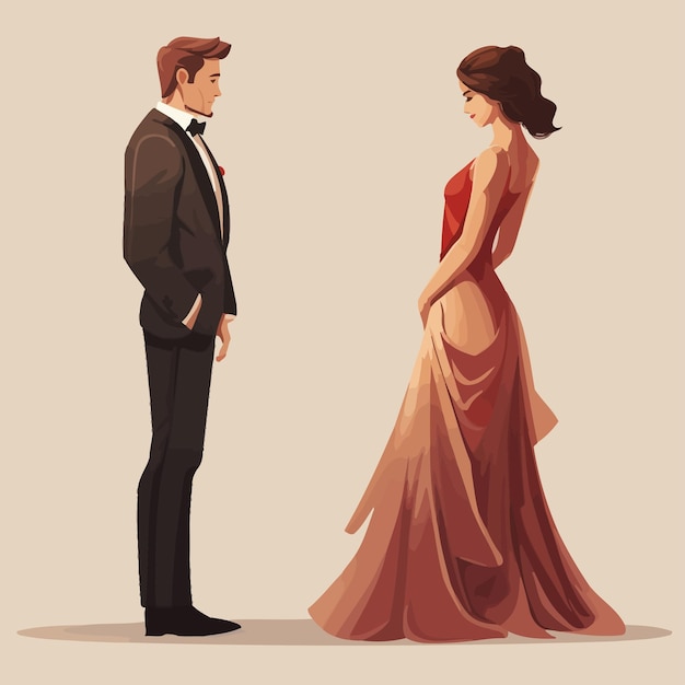 Vetor a_front_and_back_view_of_a_married_couple_vector