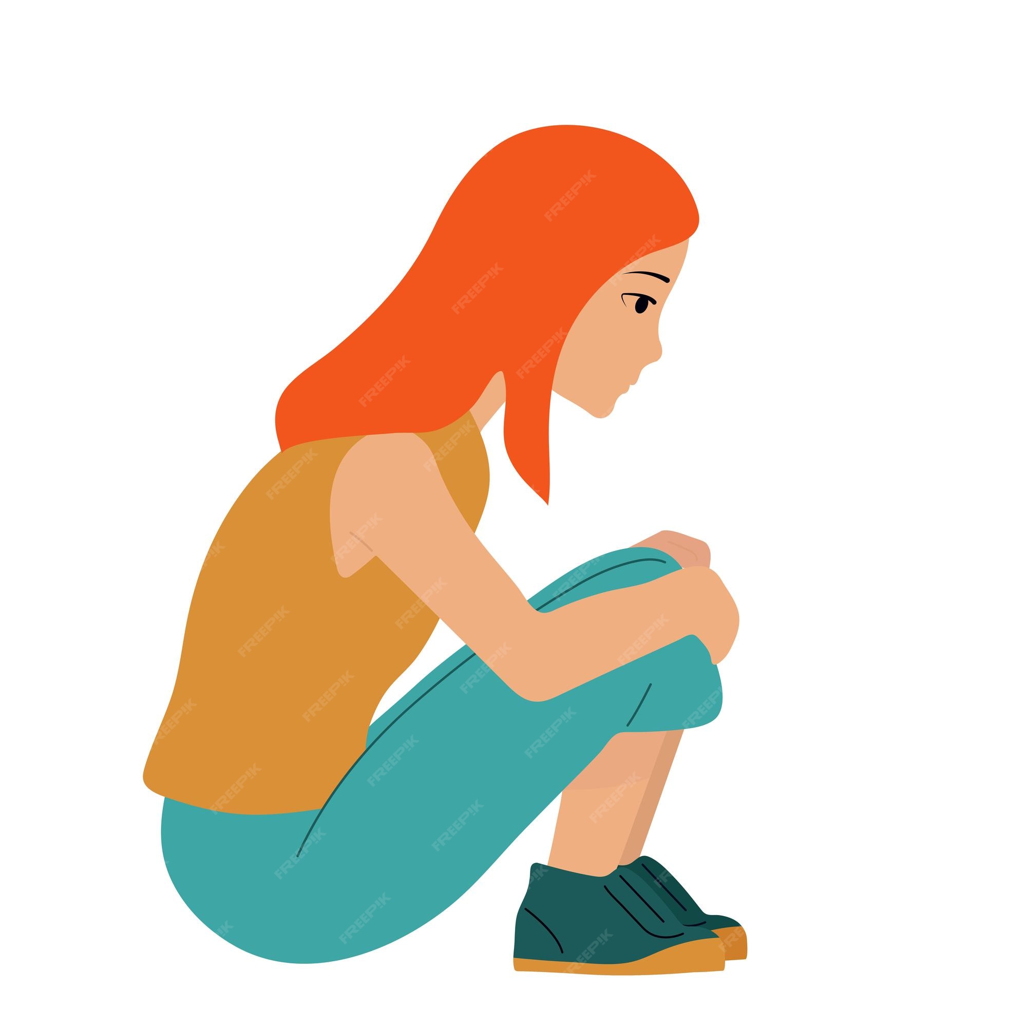 Menina Assustada, Deprimida E Triste Parece Solitária. Ilustração Vetorial  De Criança Indefesa E Assustada. Royalty Free SVG, Cliparts, Vetores, e  Ilustrações Stock. Image 181627823