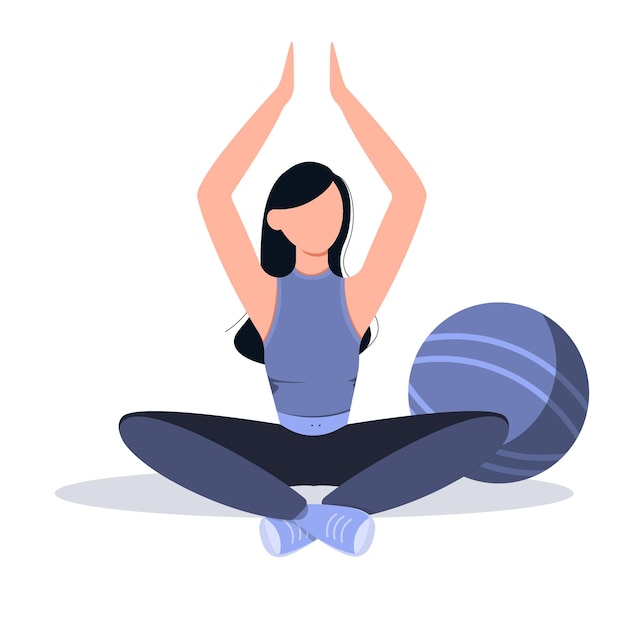 Vetor a garota se senta na posição de lótus yoga garota sem rosto em um estilo simples